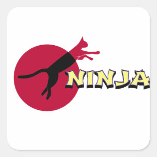 Pegatina Cuadrada Gato Ninja