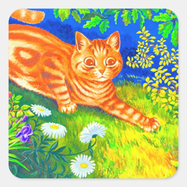 Pegatina Cuadrada Gato nocturno (Anverso)