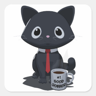 Pegatina Cuadrada Gato Número Uno Buen Trabajador