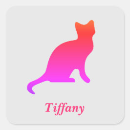 Pegatina Cuadrada Gato oscuro y lindo personalizado