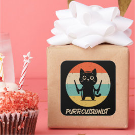 Pegatina Cuadrada Gato perspicaz de Kitten Rock Band