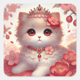 Pegatina Cuadrada Gato Princess Ume Plum Blossom