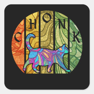 Pegatina Cuadrada Gato psicodélico - Arte felino trippy