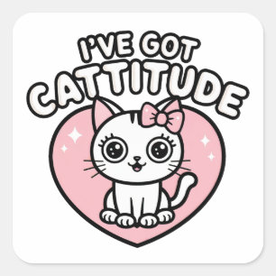 Pegatina Cuadrada Gato que tengo Cattitude