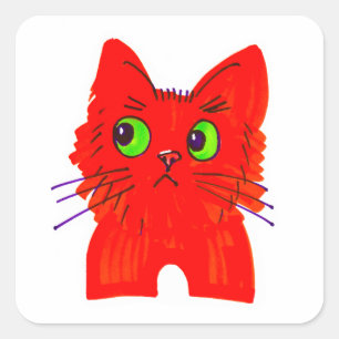 Pegatina Cuadrada Gato rojo brillante — Maravilla de ojos amplios co