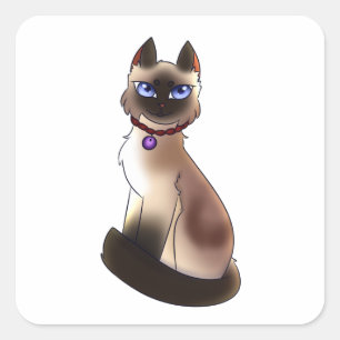 Pegatina Cuadrada Gato siamés