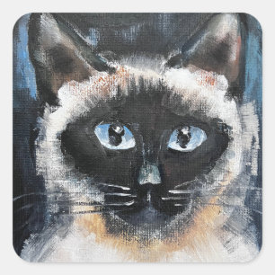 Pegatina Cuadrada gato siamés