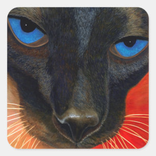 Pegatina Cuadrada Gato siamés