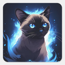 Gato siamés gatito en fondo azul eléctrico