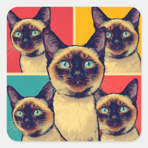 Pegatina Cuadrada gato siamés navidad