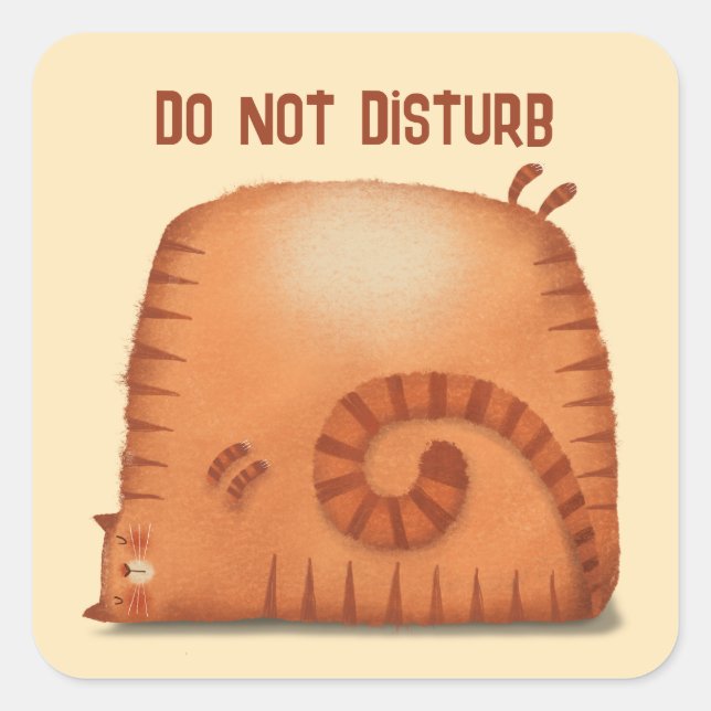 Pegatina Cuadrada Gato somnoliento (Anverso)