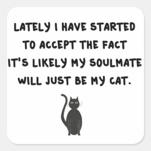 Pegatina Cuadrada Gato Soulmate
