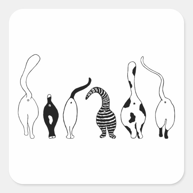 Pegatina Cuadrada Gato trasero (Anverso)