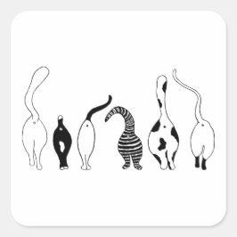 Pegatina Cuadrada Gato trasero