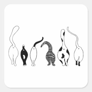 Pegatina Cuadrada Gato trasero