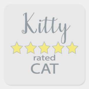 Pegatina Cuadrada Gato valorado en 5 estrellas