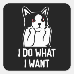 Pegatina Cuadrada Gato Yo Hago Lo Que Quiero Gracioso