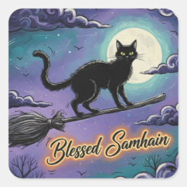 Pegatina Cuadrada GatoBenditoSamhain