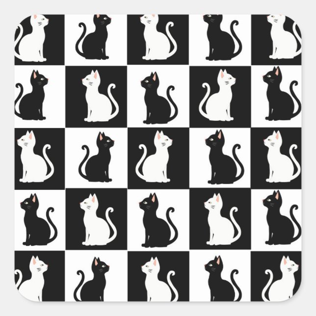 Pegatina Cuadrada gatos (Anverso)