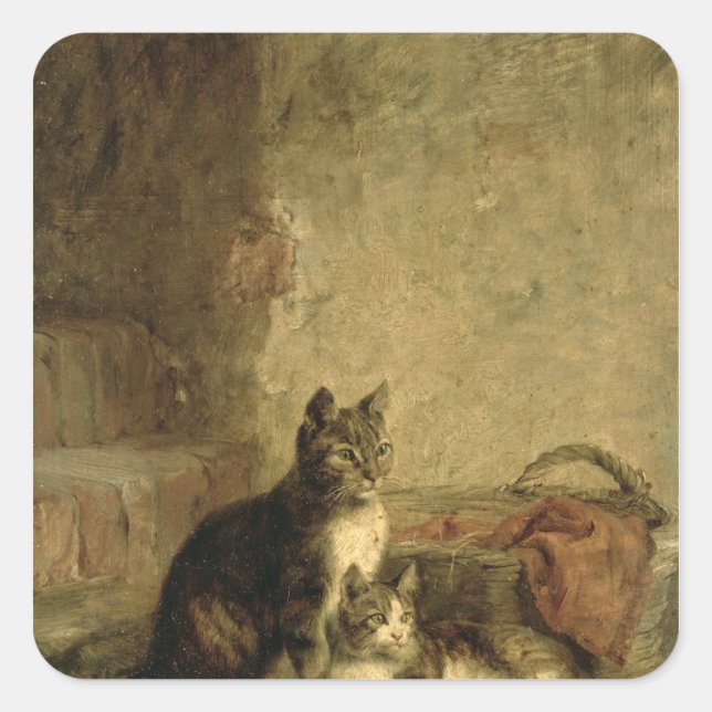 Pegatina Cuadrada Gatos, 1883 (Anverso)