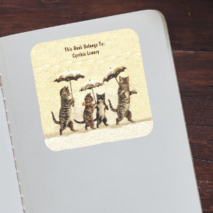 Pegatina Cuadrada Gatos de grupo gatos gatitos caminando erguidos en