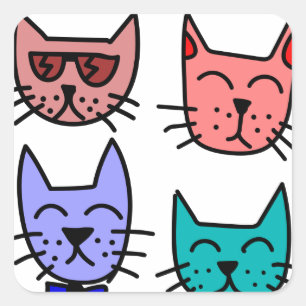 Pegatina Cuadrada Gatos de la pintada