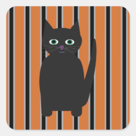 Pegatina Cuadrada Gatos negros divertidos y elegantes de Halloween