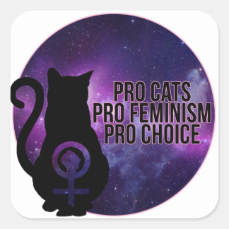 Pegatina Cuadrada Gatos pro, Feminismo pro elección.