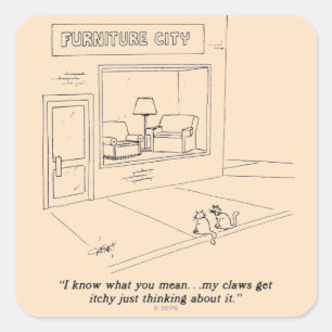 Pegatina Cuadrada Gatos que agarran los muebles