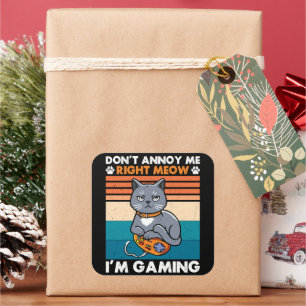 Pegatina Cuadrada Gatos Y Juegos Para El Juego De Videojuego De Gato