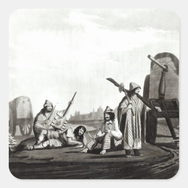 Pegatina Cuadrada Gauchos de Tucuman, 1820 (Anverso)