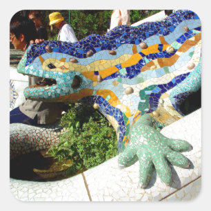Pegatina Cuadrada Gaudi Lizard Mosaics