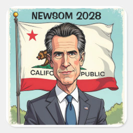 Pegatina Cuadrada Gavin Newsom para el presidente político