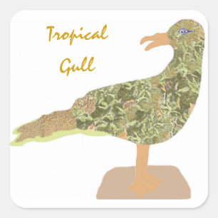 Pegatina Cuadrada Gaviota Tropical