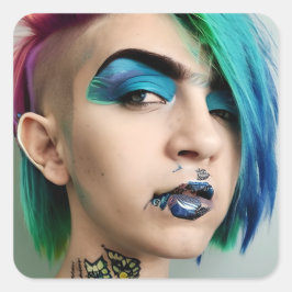 Pegatina Cuadrada Gay LGBT o hombre trans