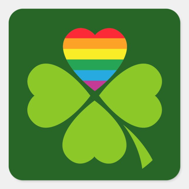 Pegatina Cuadrada Gay Lucky Clover (Anverso)