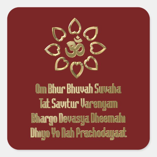 Pegatina Cuadrada Gayatri mantra (Anverso)