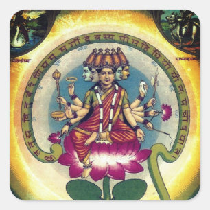 Pegatina Cuadrada Gayatri Mantra (personificación como diosa)