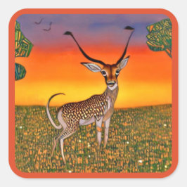 Pegatina Cuadrada Gazelle al atardecer