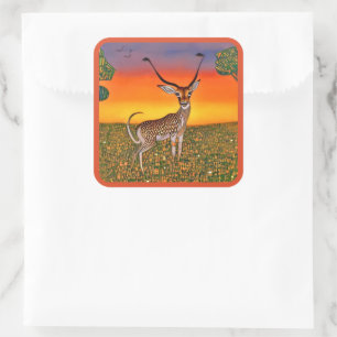 Pegatina Cuadrada Gazelle al atardecer