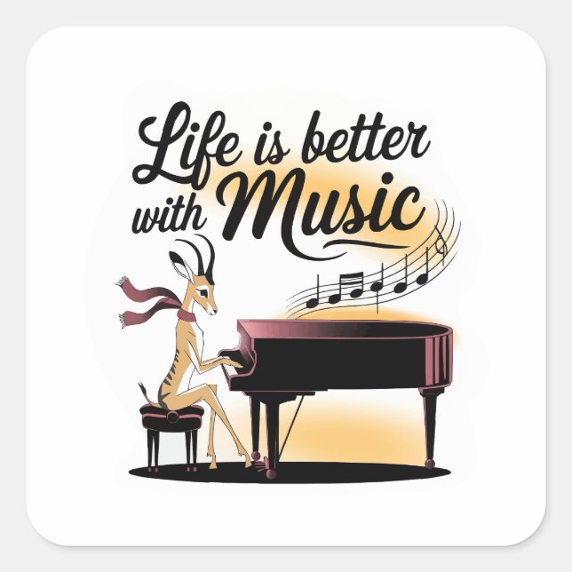 Pegatina Cuadrada gazelle piano (Anverso)