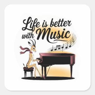 Pegatina Cuadrada gazelle piano