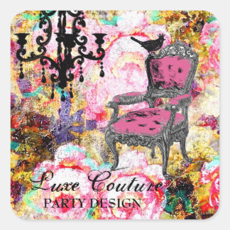 Pegatina Cuadrada GC Fabularmente francés Shabby Rosa