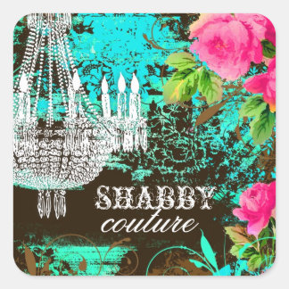 Pegatina Cuadrada GC Shabby Aqua Garden Chandelier