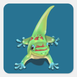 Pegatina Cuadrada Gecko del Día del Polvo Oro