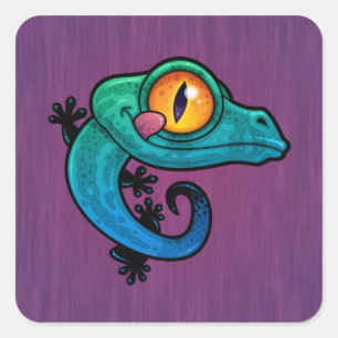 Pegatina Cuadrada Gecko, Personalizado colorido