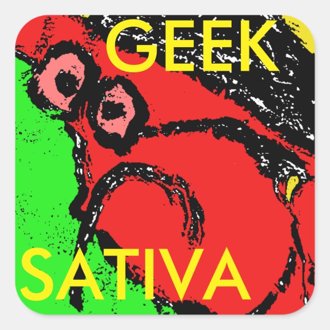 PEGATINA CUADRADA GEEK SATIVA (Anverso)