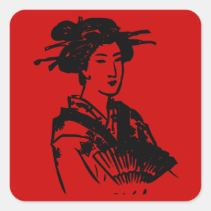 Pegatina Cuadrada Geisha