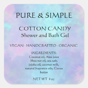 Pegatina Cuadrada Gel de baño de algodón de azúcar Producto hecho a 