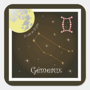 Pegatina Cuadrada Gémeaux 21 mai au 21 juin Aufkleber